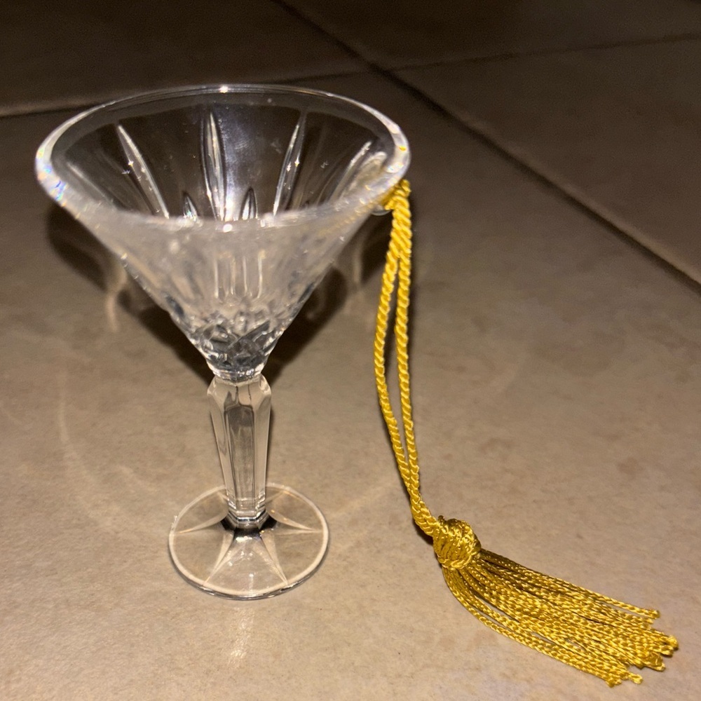 Gorham Lady Anne Mini Crystal Martini Shot Glass Christmas Ornament